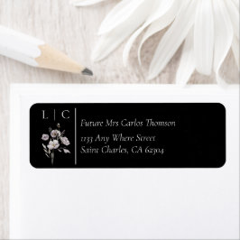 Etiqueta Elegante dirección RSVP minimalista en negro con m