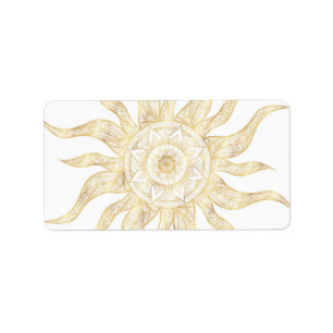 Etiqueta Elegante Diseño de Mandala Gold Sun