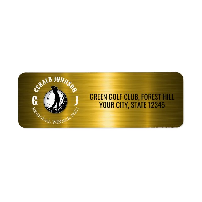 Etiqueta Elegante diseño de monograma de golf (Frente)