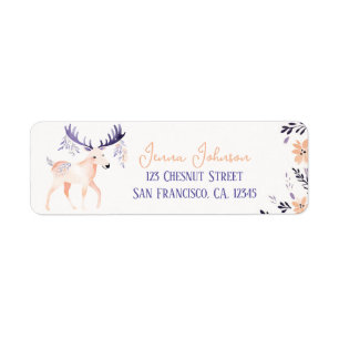 Etiqueta Elegante diseño floral Moose Boho Peach Lavender -
