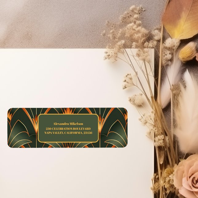 Etiqueta Elegante ducha de novia geométrica Art Deco (Subido por el creador)