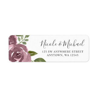 Etiqueta Elegante Dusty Mauve Watercolor Floral