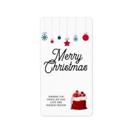 Etiqueta Elegante en blanco y rojo | Feliz Navidad