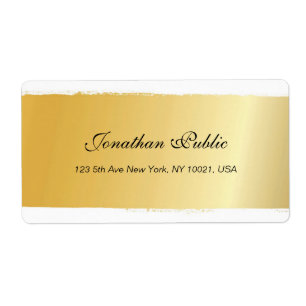 Etiqueta Elegante envío profesional Gold White Script