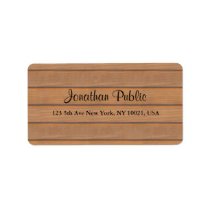 Etiqueta Elegante escritura a mano de madera Nombre Direcci