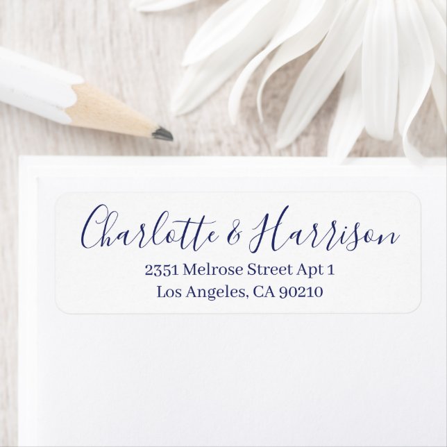 Etiqueta Elegante escritura azul moda moderna boda elegante (In situ)