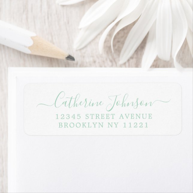 Etiqueta Elegante escritura Girly Mint Green (In situ)