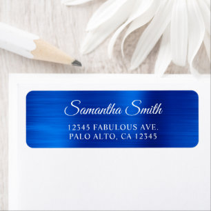 Etiqueta Elegante escritura metálica azul real