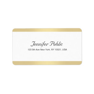 Etiqueta Elegante estilo moderno de Moda blanca dorada simp