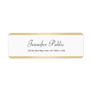 Etiqueta Elegante estilo moderno de Moda blanca dorada simp