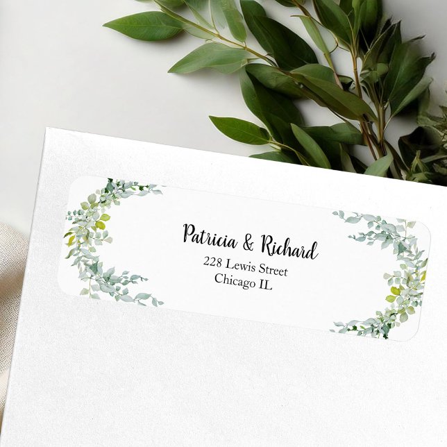 Etiqueta Elegante Eucalyptus Greenery Boda (Subido por el creador)