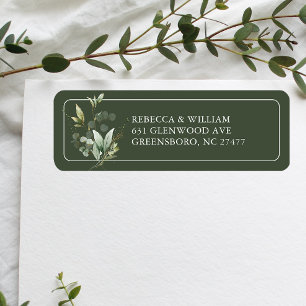 Etiqueta Elegante Eucalyptus Greenery Boda Dirección de Ret