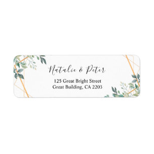 Etiqueta Elegante Eucalyptus Greenery Gold Return Address