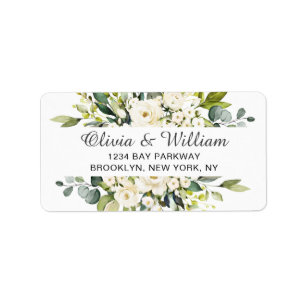 Etiqueta Elegante Eucalyptus White Roses Return Address