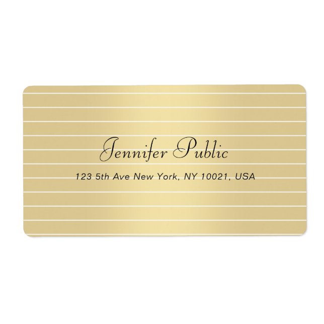 Etiqueta Elegante Faux Gold Caligraphy Script Moderno Trend (Frente)