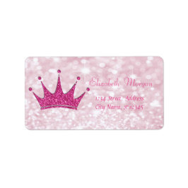 Etiqueta Elegante femenino rosa brillante, Bokeh, Tiara