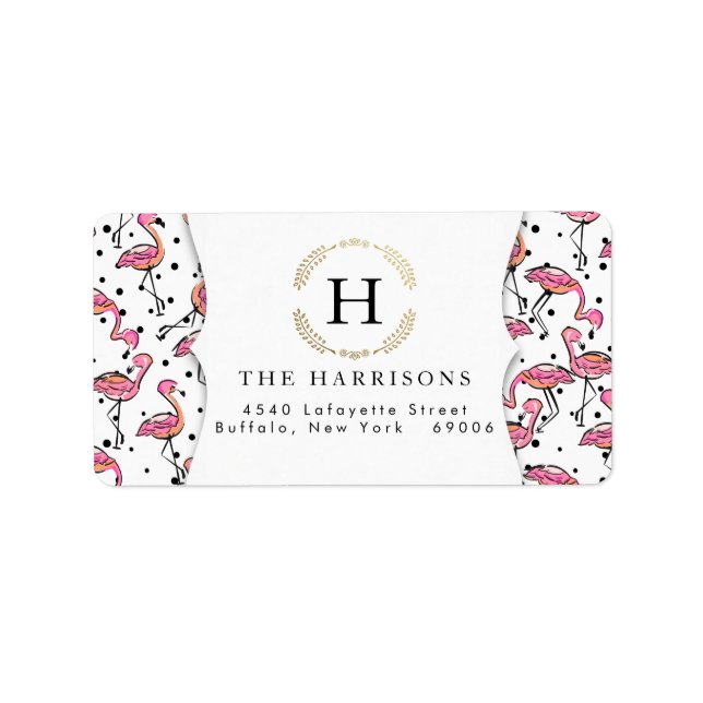 Etiqueta Elegante Flamingo Rosa Dalmatian Dots Personalizad (Frente)
