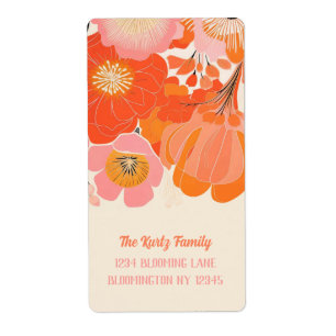Etiqueta Elegante Flor De Adormidera Rosa Coral Dirección Ú