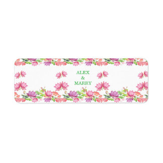 Etiqueta Elegante Flor de Loto en Acuarela Rosa