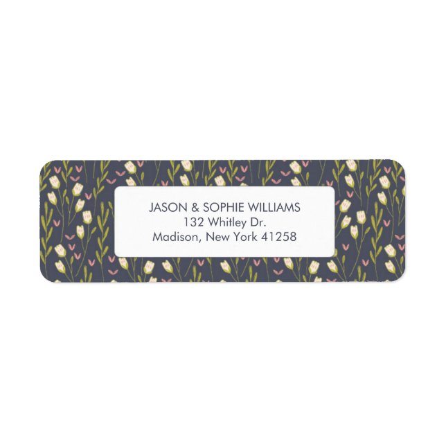 Etiqueta Elegante flor de tulipano blanco (Frente)