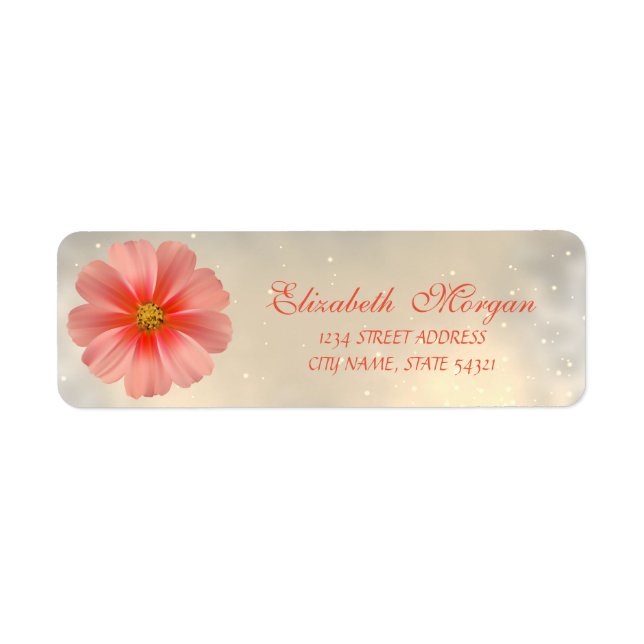 Etiqueta Elegante Flor Moderna Dirección (Frente)