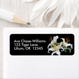 Etiqueta Elegante Floral Casablanca Lilies Orientales Blanc