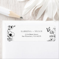 Elegante Floral Negro Blanco Dirección de Devoluci