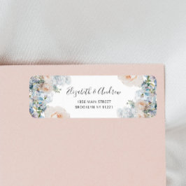Etiqueta Elegante Flores Azul Dusty Dirección De Regreso
