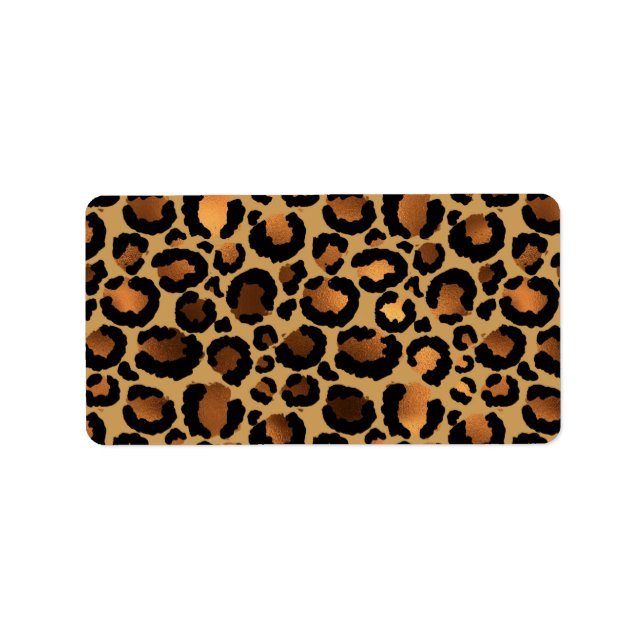 Etiqueta Elegante foco de leopardo marrón pardo glam animal (Frente)