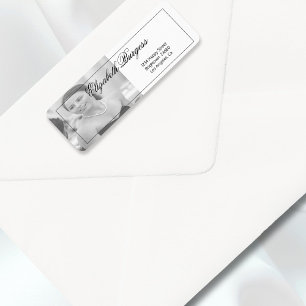 Etiqueta Elegante foto personal dirección blanco negro