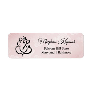 Etiqueta Elegante Ganesh Indian God Rubor Pink Damask