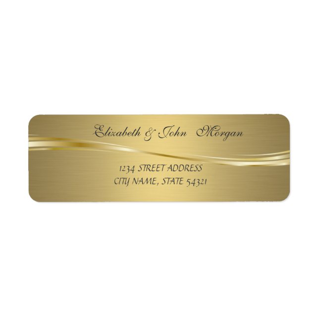 Etiqueta Elegante Glamorosa Faux Gold Address Label (Frente)