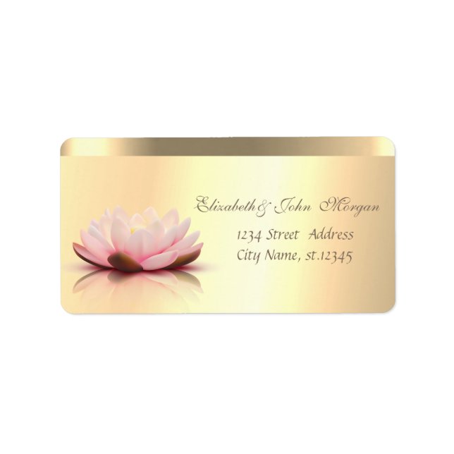 Etiqueta Elegante Glamoroso Faux Gold Lotus (Frente)