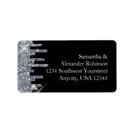 Etiqueta Elegante glamur negro/plateado Purpurinoso