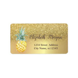 Etiqueta Elegante Glitter Dorado Ombre Piña