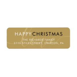 Etiqueta Elegante Gold Happy Navidades Script Return Addres