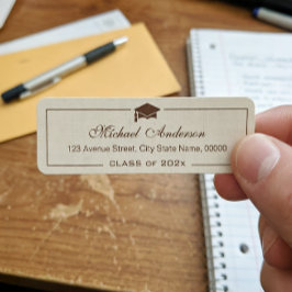 Etiqueta Elegante Graduado Clásico de Marfil