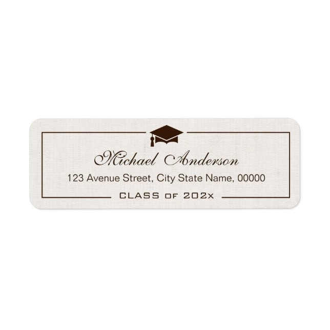 Etiqueta Elegante Graduado Clásico de Marfil (Frente)