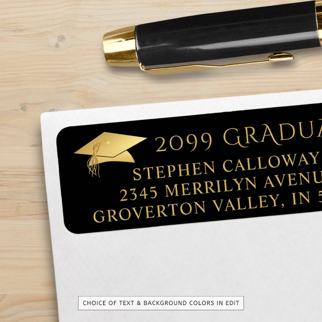 Etiqueta Elegante Graduado Negro Faux Relieve metalizado do (Subido por el creador)