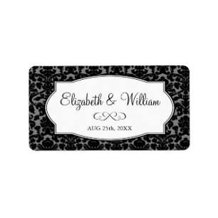 Etiqueta elegante gris negra del favor del boda de