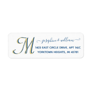 Etiqueta Elegante guión blanco Personalizado azul direcci