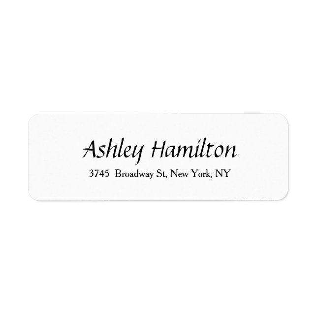 Etiqueta Elegante guión creativo blanco negro (Frente)