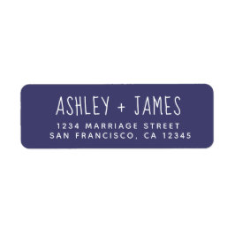 Etiqueta Elegante guión Dirección de retorno de Boda azul d