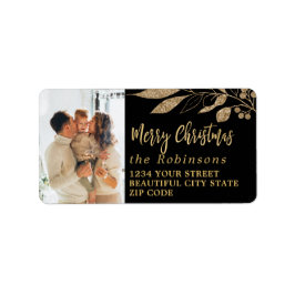 Etiqueta Elegante guión Navidades de oro negro dirección de