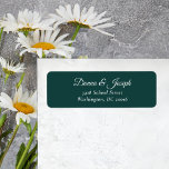 Etiqueta Elegante Hunter Green Custom Wedding Dirección de<br><div class="desc">La "Sello de Dirección de Retorno Elegante de Boda Verde de Cazador" exuda sofisticación y encanto con su profundo matiz verde y su elegante personalización. Cada etiqueta se diseña meticulosamente para complementar las invitaciones de boda, añadiendo un toque personalizado a la correspondencia. Su diseño sobrio y refinado prepara el terreno...</div>