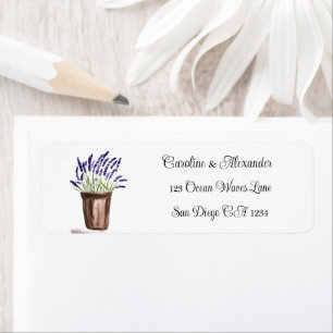 Etiqueta Elegante Lavanda Acuarela Hierbas Floral Boda L
