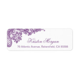 Etiqueta Elegante Lavanda Purple Floral Lace Wedding RSVP