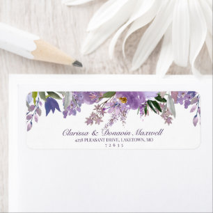 Etiqueta Elegante Lavender Dirección Purple Floral