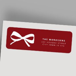Etiqueta Elegante lazo rojo blanco dirección de devolución 