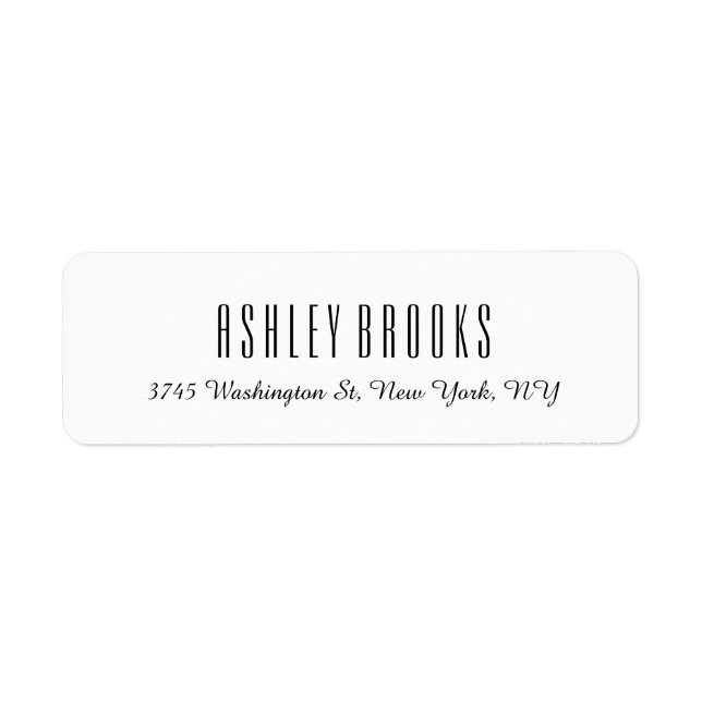 Etiqueta Elegante Llanura Blanca Moderna Elegante Único (Frente)